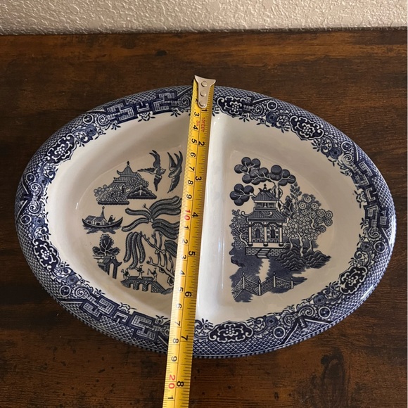 CHURCHILL Blue Willow Oval Divided Vegetable Dish 2pc